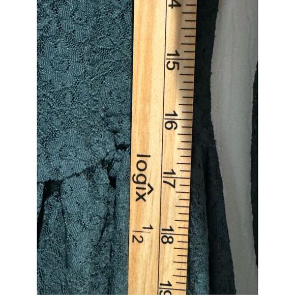 Intimately Free People Marsha Floral Lace Sheer Long Sleeve Forest Green Dress S - Picture 7 of 10